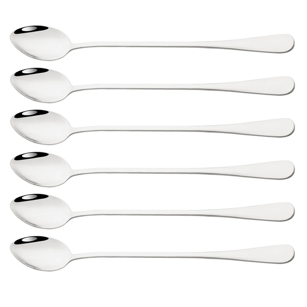 6Pcs Coffee Spoon Ice Cream Dessert Tea Stirring Spoon Kitchen Accessories Bar Tools Long Handled Spoons Stainless Steel Set stainless steel spoon tea spoon