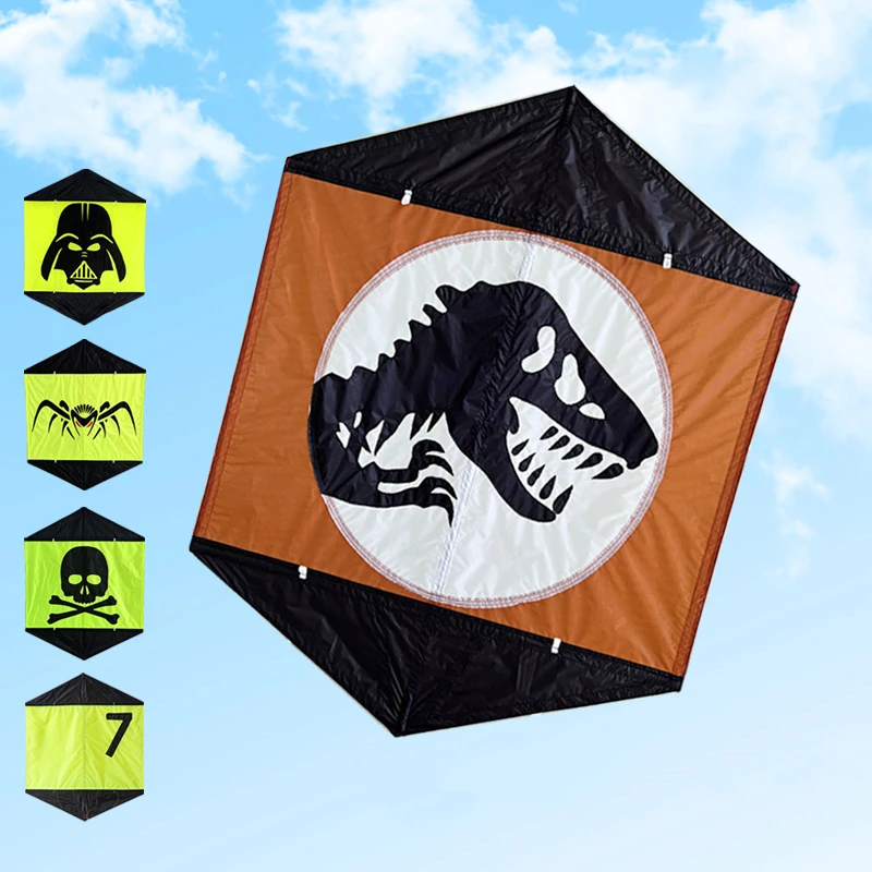free shipping hexagonal kite flying for adults handle nylon kite line