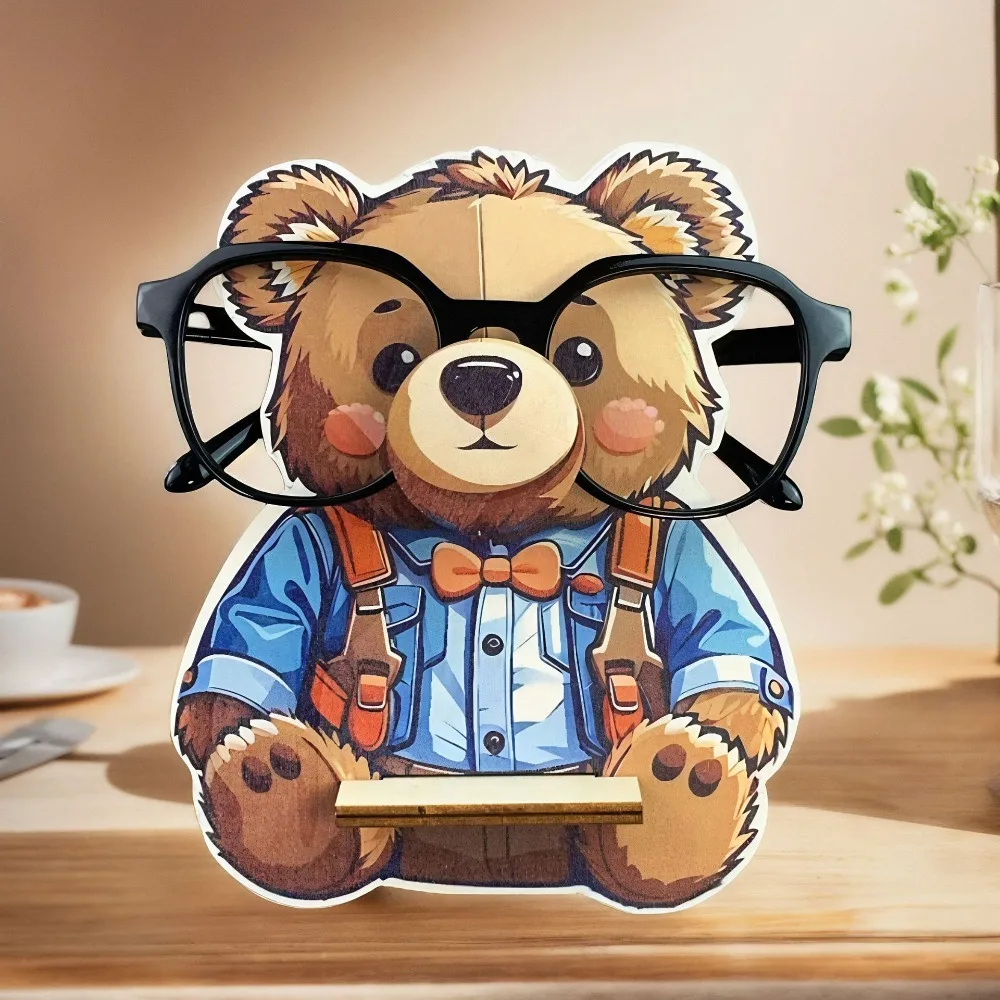Handcrafted Cartoon Animal Wooden Eyeglasses Holder Stand - Cute Spectacle Storage Rack