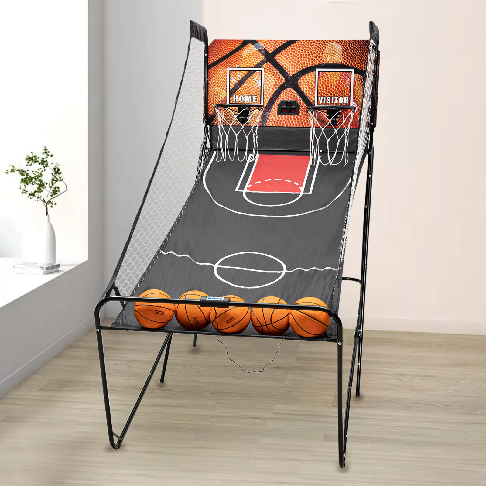Dual-shot Basketball Arcade Floor Standing Basketball Arcade Game with LED Screen