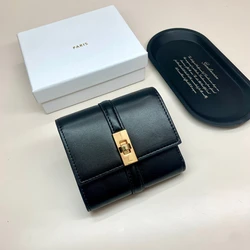 Leather Mini Wallet, Brand Design 2024fashion Simple Black Short Wallet, Classic Multi-card Slot Tri-fold Wallet,credit Card Bag