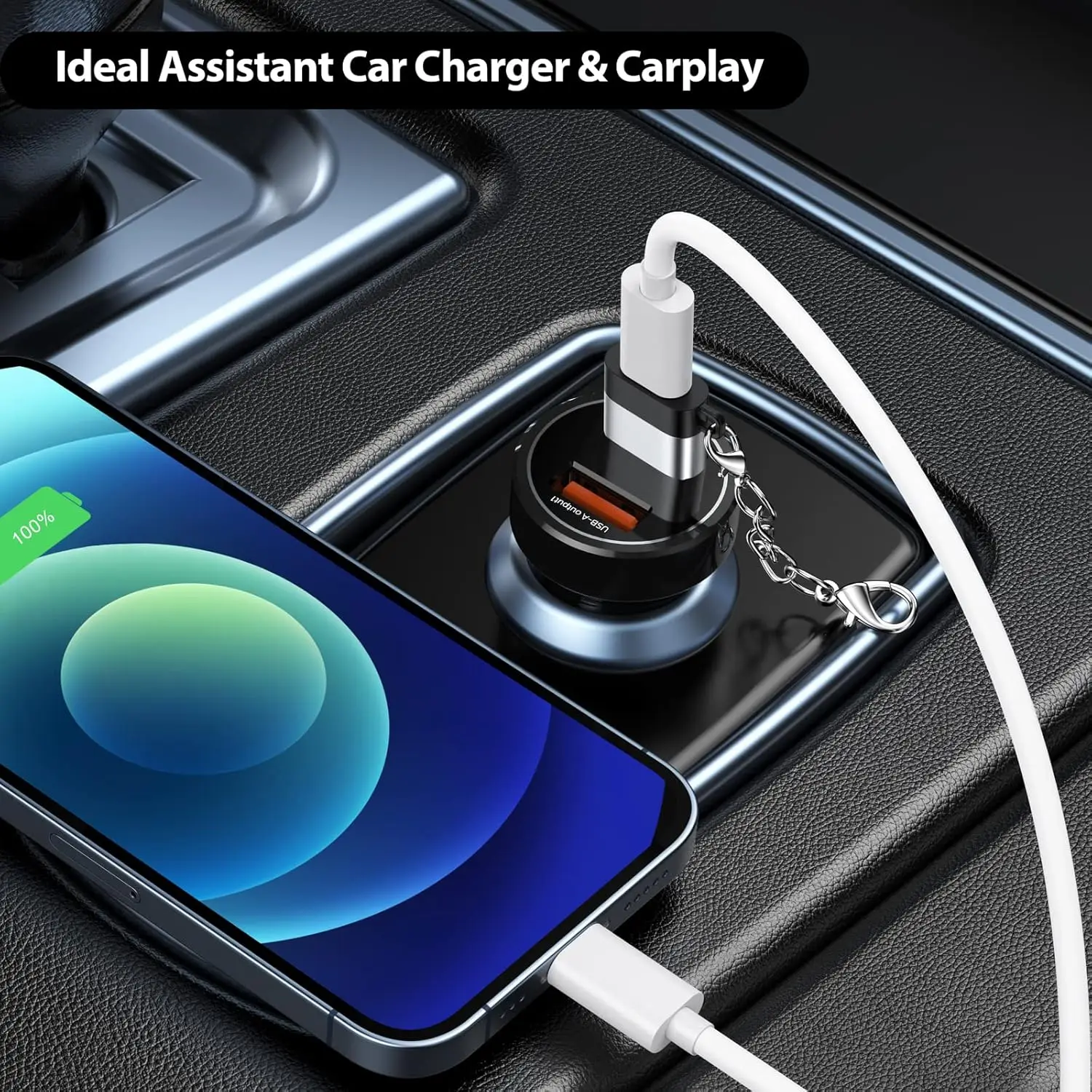 USB to USB C 어댑터 2개입, 타입-C 암-타입-A 수 차량용 충전기 변환기 (신형 아이폰 16 Pro Max Plus 15 14 13, 애플워치 1 호환)