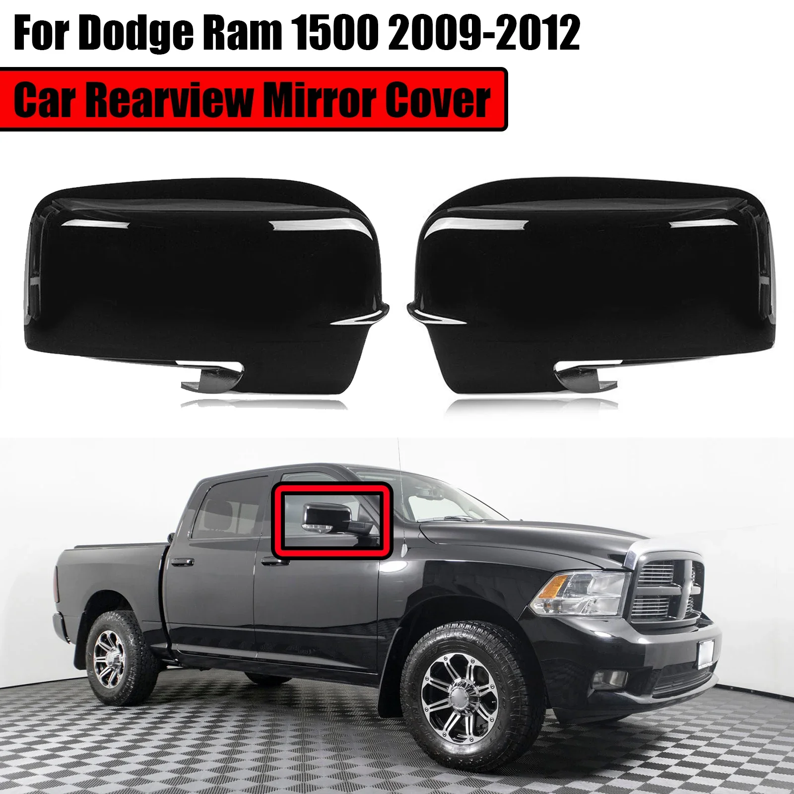 Per Dodge Ram 1500 2009-2012 Copertura Specchietto Retrovisore Auto Shell Caps Sostituzione Alloggiamento 68231243Aa 68231242Am Nero Lucido
