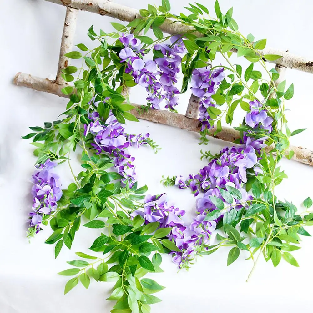 

1Pc 190CM Artificial Wisteria Flowers Garland Fake Flower Wisteria Garlands For Outdoor Indoor Wedding Wall Bedroom Decoration