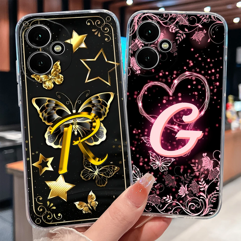 Luxury Letters Pattern Soft TPU Clear Silicone Anti-Drop Phone Case