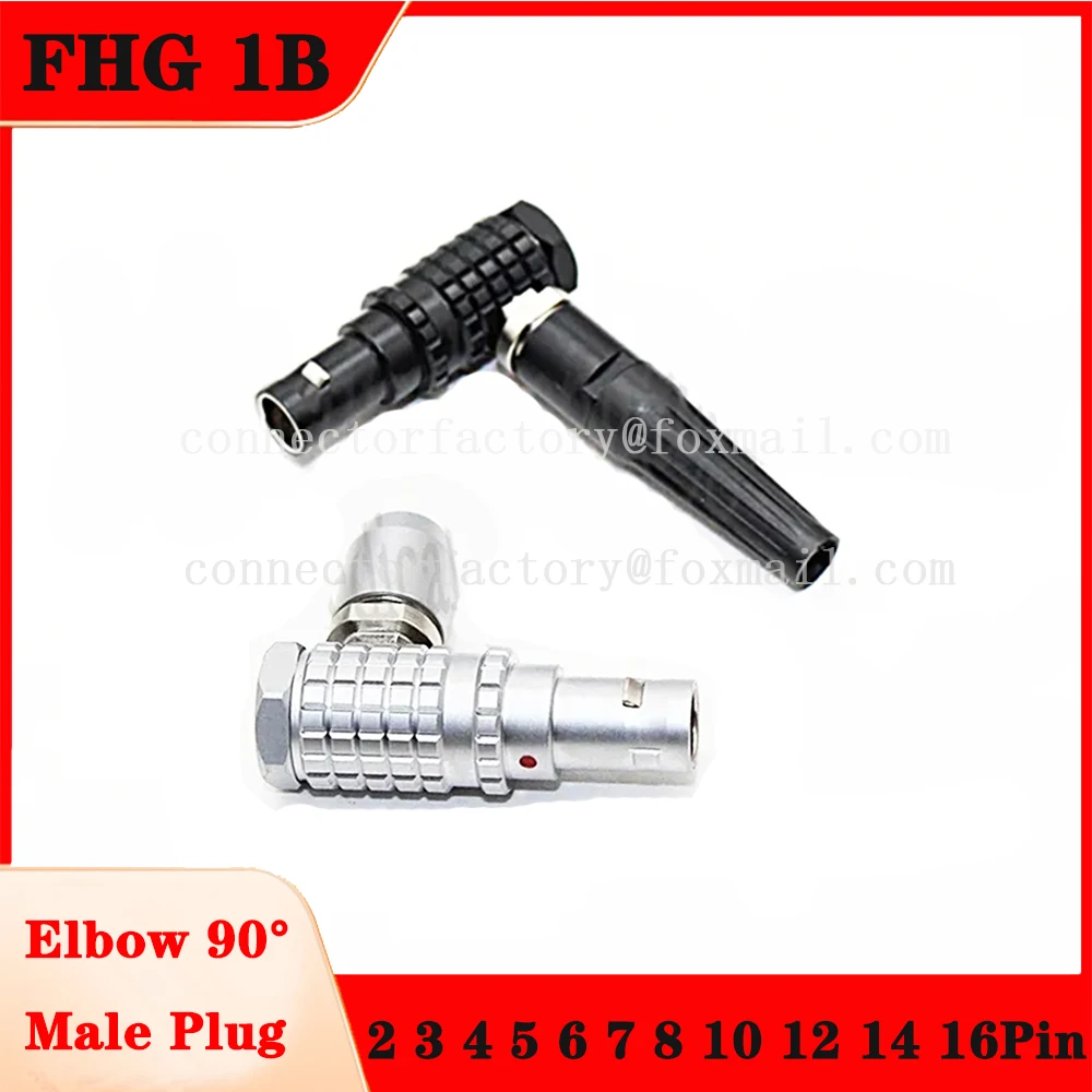 

FHG 1B 2 3 4 5 6 7 8 10 12 14 16 Pin Metal Push-pull Self-Locking Connector Elbow 90° And key G Male Plug For Industrial Camera