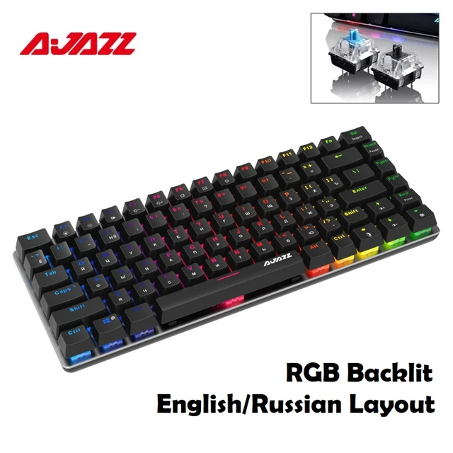 AJAZZ AK33 Russian/English Layout Mechanical Keyboard 82 Keys Black Green  Switch Wired Mechanical Gaming Keyboard for PC - AliExpress