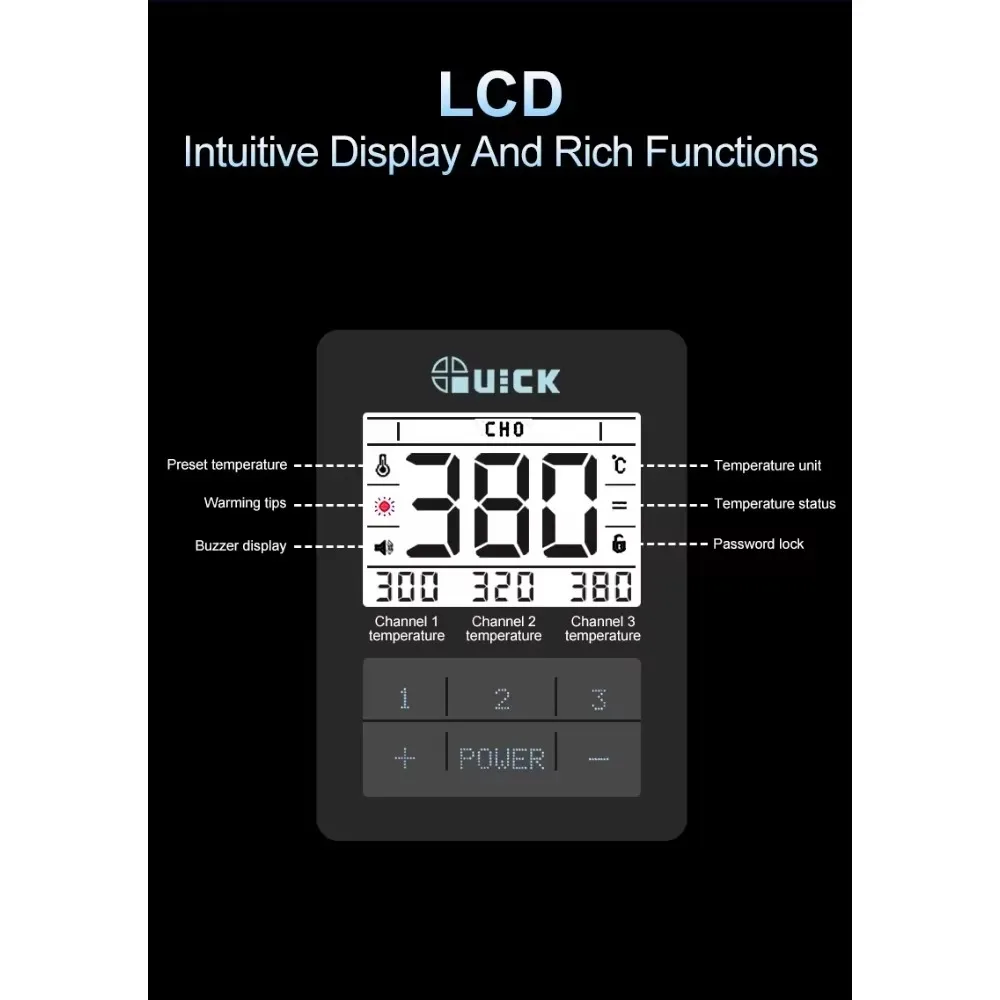 QUICK TV2 주석 흡입 건 LCD 내장 진공 펌프 다이어프램 유형 주석 제거 장치 PCB 보드 수리를 위한 자동 수면