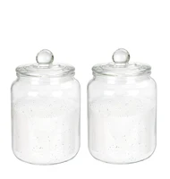 2L Clear Glass Laundry Jar Set Cookie Jar Clear Glass Laundry Detergent Jar With Lid With Spoon 2
