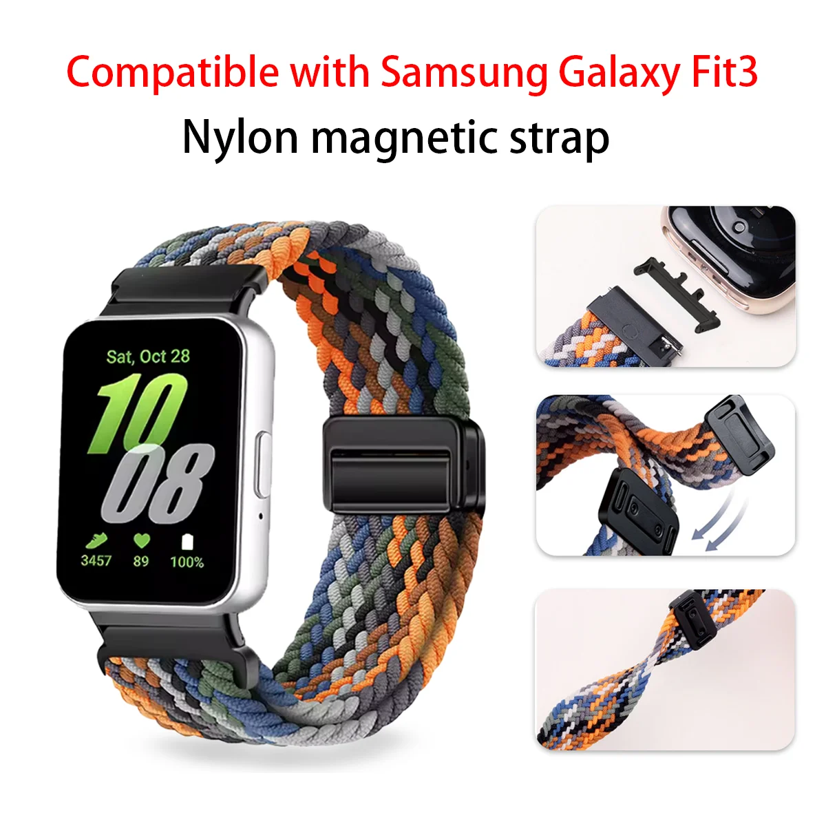 Magnetic Nylon Sport Strap Adjustable Replacement Watchband Bracelet - Galaxy Fit3 Band Accessories