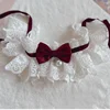 Pearl Dog Collar Jewelled Silk Wedding Cat Puppy Ribbon Scarf Pendant Pet Bows Necklace Satin New Kitten Accessories Bowtie Gift 5