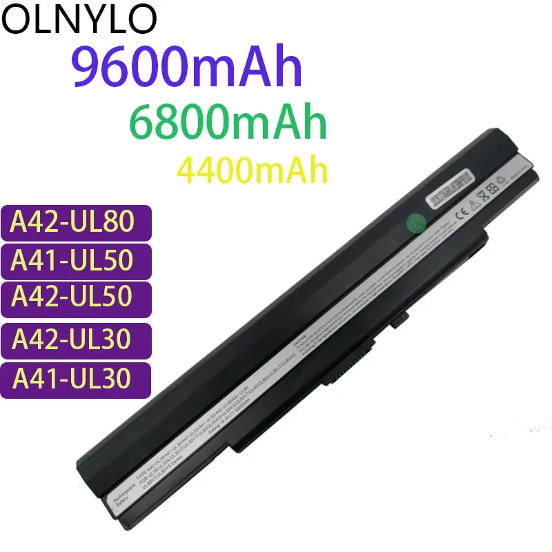 

9600mAh Battery For Asus U53F U53J U53JC U52F U43F U43J U43JC U33JC U33J UL80Vt UL50Vt UL30 UL50 UL80 A42-UL30 A42-UL50