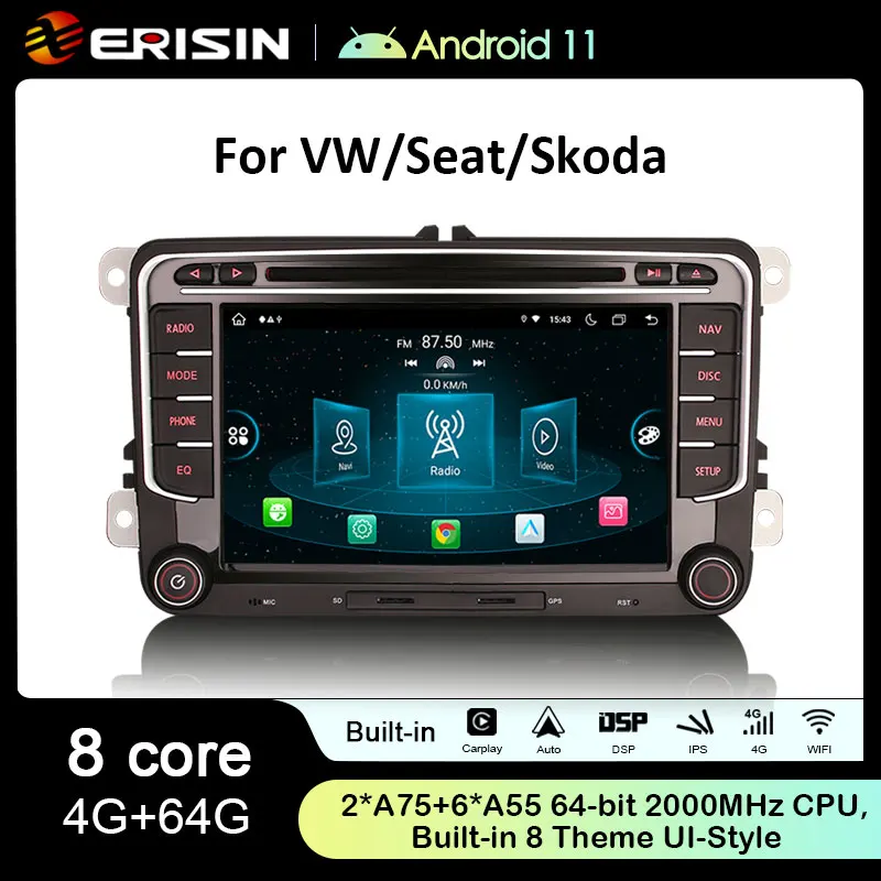 폭스바겐 파사트 B6 B7 CC 티구안 투란 골프 폴로 카플레이, 안드로이드 11.0 오토라디오, 4G 차량용 멀티미디어 GPS, 2 Din 스테레오, ES8935V