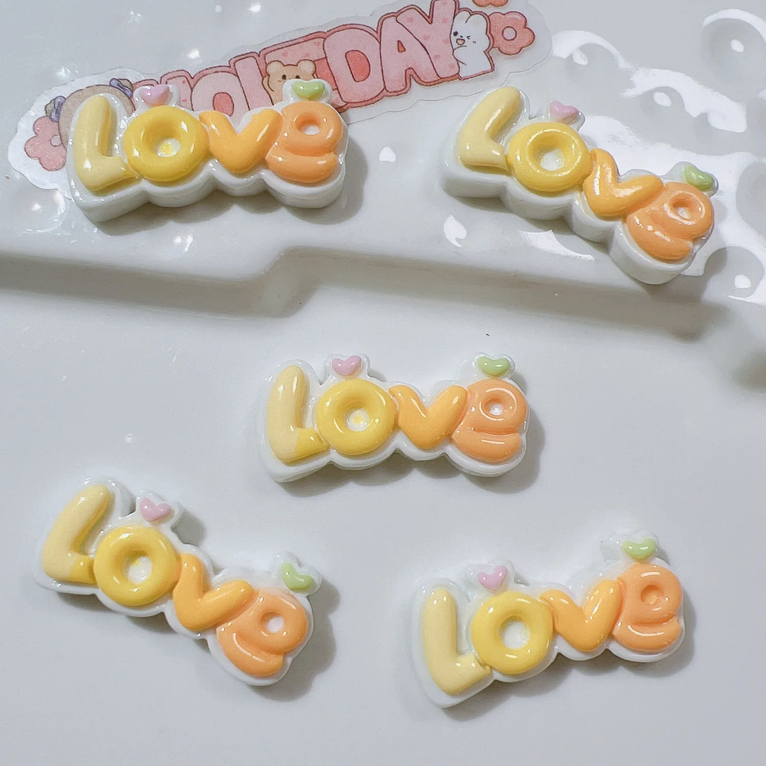 Resin LOVE flat back Embellishments 10pcs resin embellishments resin flower embellishments simulation stones decor accessories