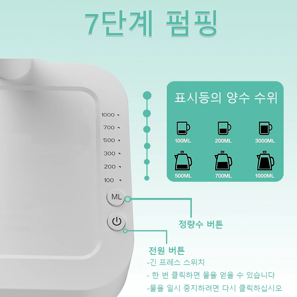 충전식 전기 물 갤런 펌프, 자동 물 디펜서 펌프, 데스크탑 휴대용 물 펌프, 병 배럴 T30, 19 리터