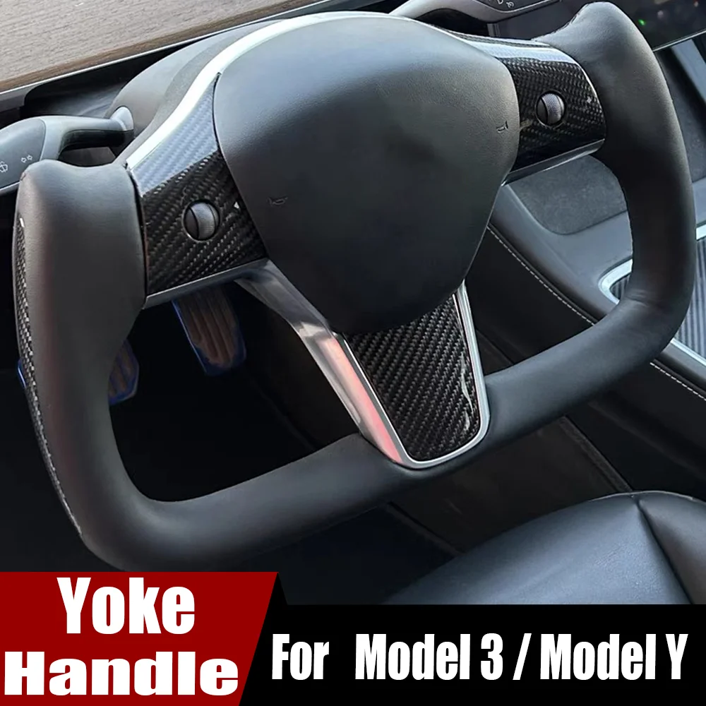 

Style 350mm / 370mm Yoke Steering Wheel For Tesla Model Y Model 3 2023 2022 2021 2020 2017+ Nappa Leather Yoke Handle with Heat