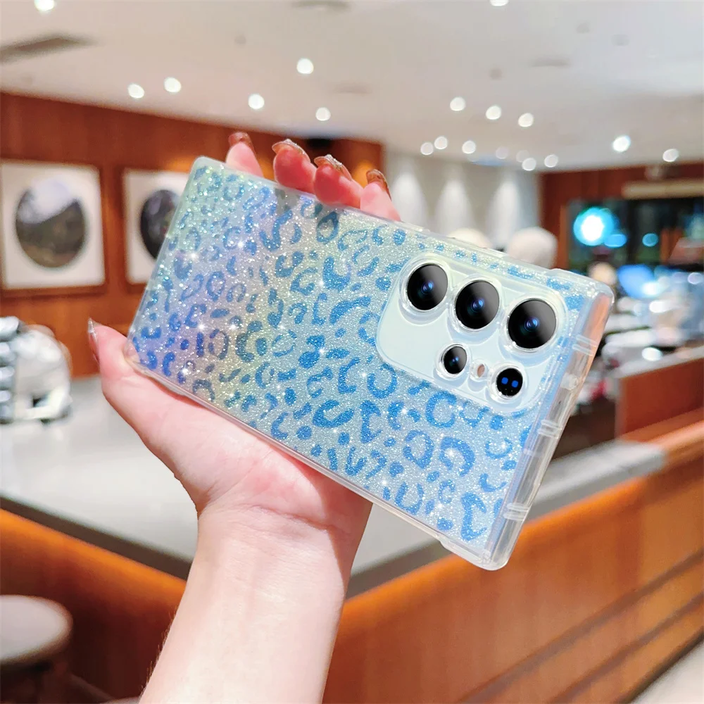 Laser Leopard Pattern Case For Samsung Galaxy S23 S22 Ultra Plus S21 S20 FE A54 A34 A14 A53 A52 A24 A23 A25 A13 5G Soft_voghion.com