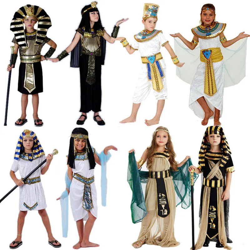 

Carnival Halloween Costumes Boy Girl Ancient Egypt Egyptian Pharaoh Cleopatra Prince Princess Costume for Children Kids Cosplay