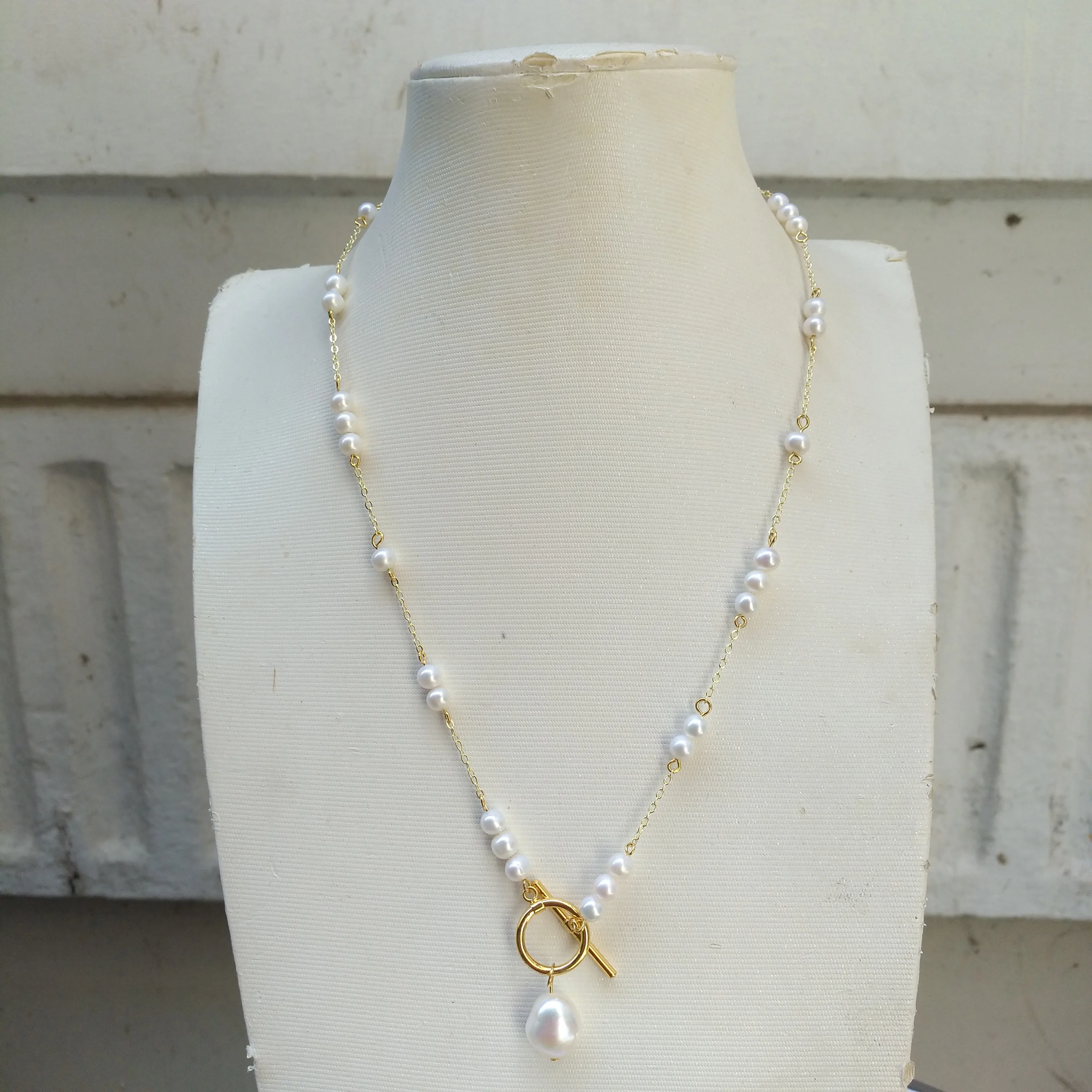 

New Design 5-6mm AAA South Sea Round White Pearl Necklace&Pendant 19in 14K Gold Filled Free Shipping&Suitable for any occasion