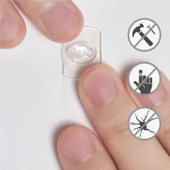 20pcs Mini Clear Hook Transparent Hook Damage Free Hanging Light Clips for Hanging Indoor Christmas Decorations Lights Cable