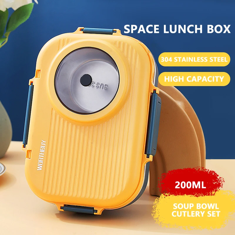 

1100ml Camera Bento Lunch Box 18/8 Stainless Steel Lunch Box For Kids School Food Container Leak-Proof Lunch Container Food Box