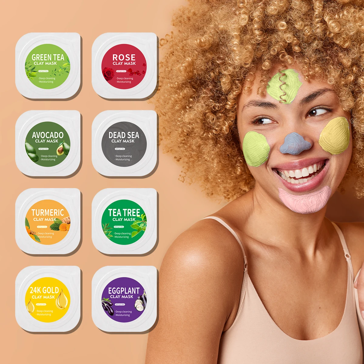 Facial Cleansing Mud Mask Variety Pack - Deep Cleansing & Moisturizing with Rose, Turmeric, and Avocado Extracts (10 Pack)