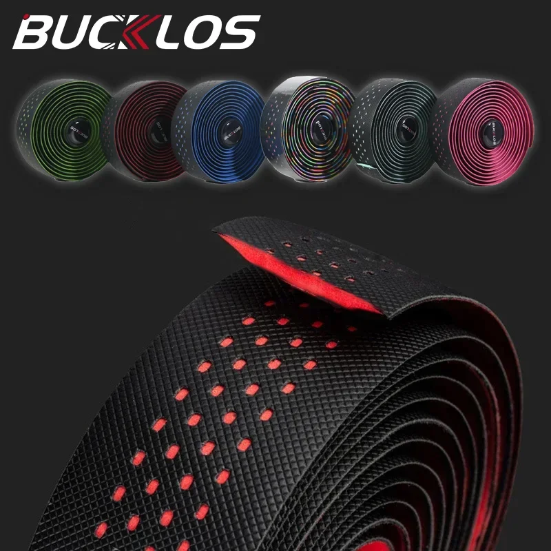 Bike Handlebar Tape BUCKLOS Anti-Vibration Road Bike Handlebar Tape PU EVA Bicycle Bar Strap Professional Racing Handle Wrap Belt Gravel Accessories