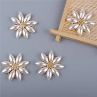 5PCS Pearl Flower Alloy  Plate Button DIY Hand Sewing  Clothing Textile Decoration Accessories Jewelry 1