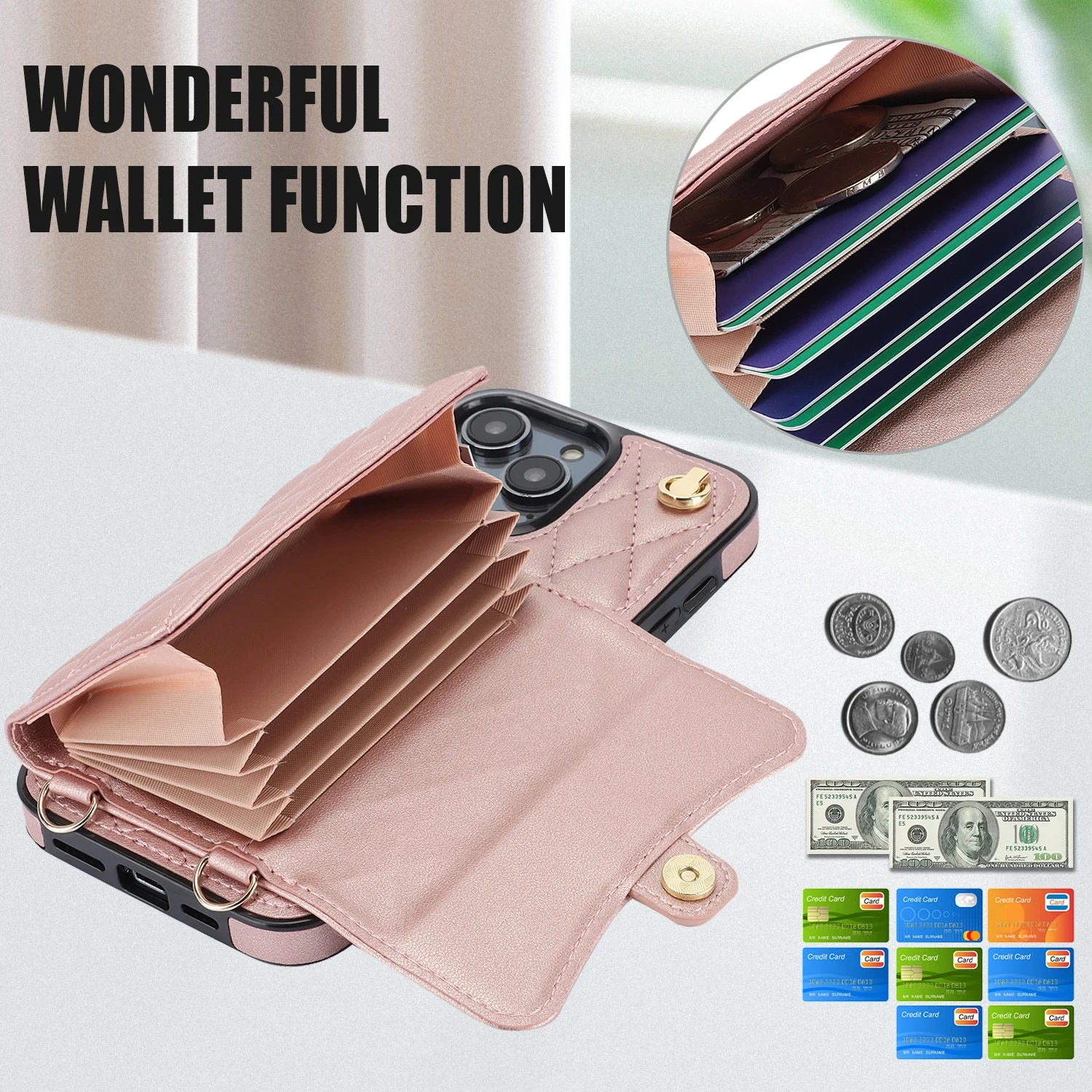 Luxury Leather Card Wallet Phone case For iPhone 11 12 13 14 15 Pro Max 14 15 Plus Card Holder Anti drop Phone Protective Cover