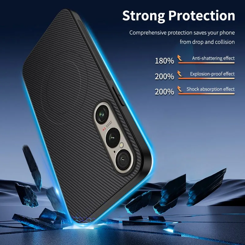Premium Magnetic Carbon Fiber Case - Soft TPU Shell with Magsafe Charging & Anti-Knock Protection