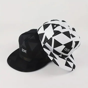 1pc dope fabric triangle block print street dance hip hop hat trend flat edge baseball hat men's and women's