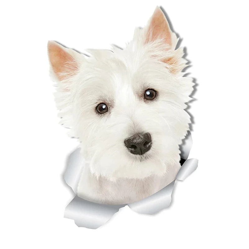 

Creative Torn Metal White Terrier Dog Fashion Color Car Sticker PVC High Quality Bumper Body Window Exquisite Decorative Decals