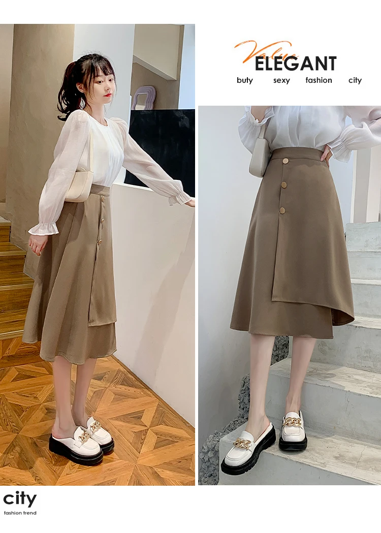 black mini skirt High Waist A-line Skirts Women New Arrival 2022 Spring Korean Style Solid Color All-match Office Lady Elegant Long Skirt W1006 red skirt