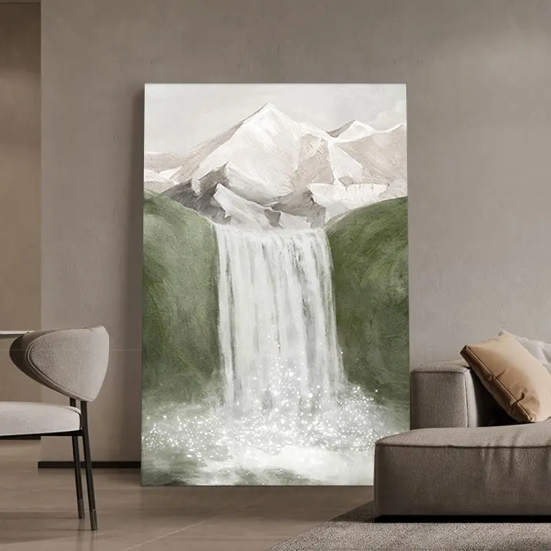 

Northern Europe Handmade Oil Painting Of High Mountains And Flowing Water For Home Decoration Bedroom Dining Room Living Room