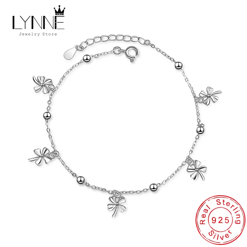 

New Fashion 925 Sterling Silver Lucky Clover Pendant Anklets Women Jewelry Gift Bohemia Sexy Beach Charm Windmill Foot Chain