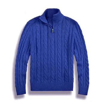 100% puro cotone autunno inverno uomo pullover maglione colletto alla coreana mezza zip maglia ispessita tinta unita collo mezzo alto vestiti 1