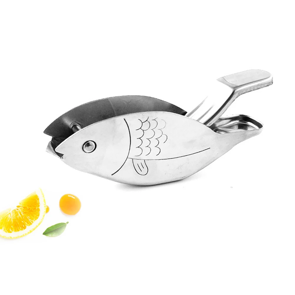 1Pc Stainless Steel Lemon Slice Squeezer Fish Shaped Hand Juicer Citrus Lime Orange Fruit Press Manual Juice Crusher