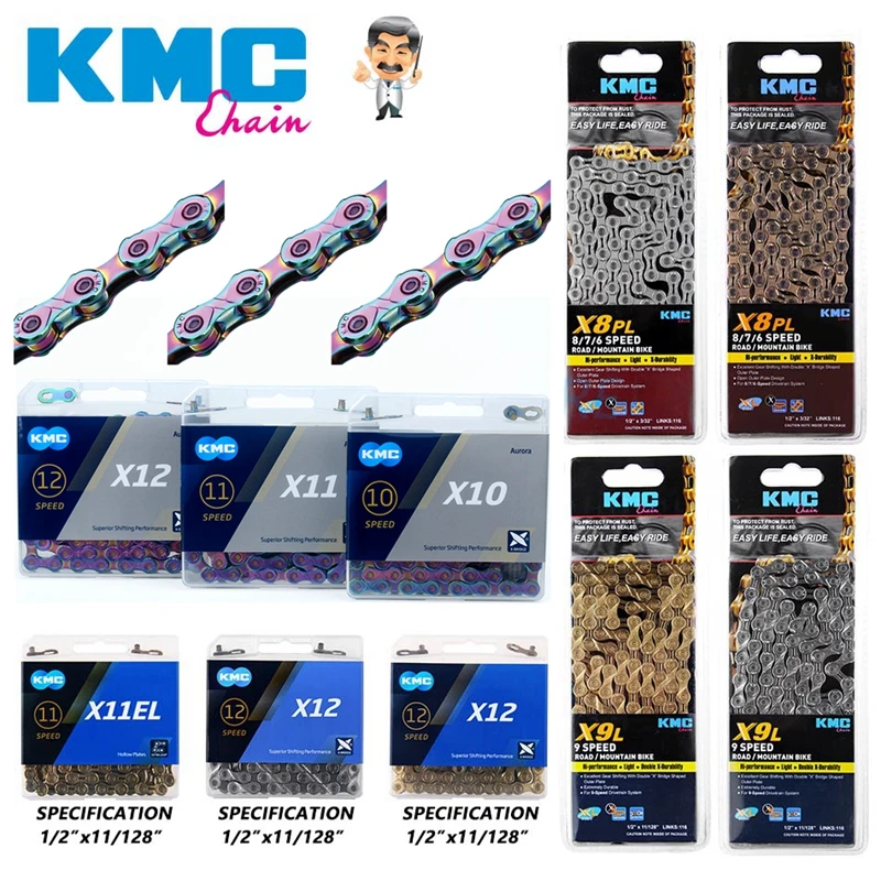 

Сверхлегкая велосипедная Звезда 8/9/10/11/12 скорости, KMC sports, titanium, rainbow, gold, MTB, половина пустых частей цепи в форме сердца