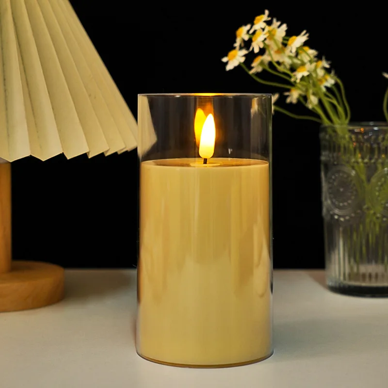 LED عديمة اللهب الشموع الكهربائية مصباح الاكريليك...