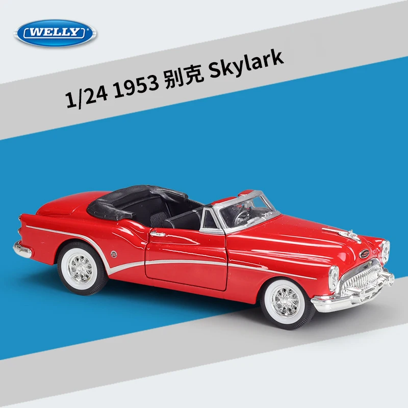 

Модель автомобиля WELLY 1:24 Buick Skylark 1953 из сплава, литой и игрушечный автомобиль, миниатюрная модель автомобиля в масштабе, игрушки для детей