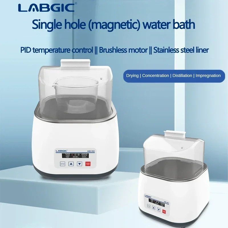 LABGIC 4.5L Single Hole Water Bath,Small Digital Display Heating Constant Temperature Water Bath Lab,PID Temperature Control