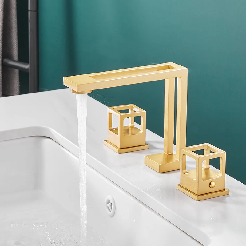 BAKALA Crystal Handles Basin Sink Faucet Hot Cold Mixer Deck Mounted Mixer Crane Bathroom Tub Faucet Three Holes 2