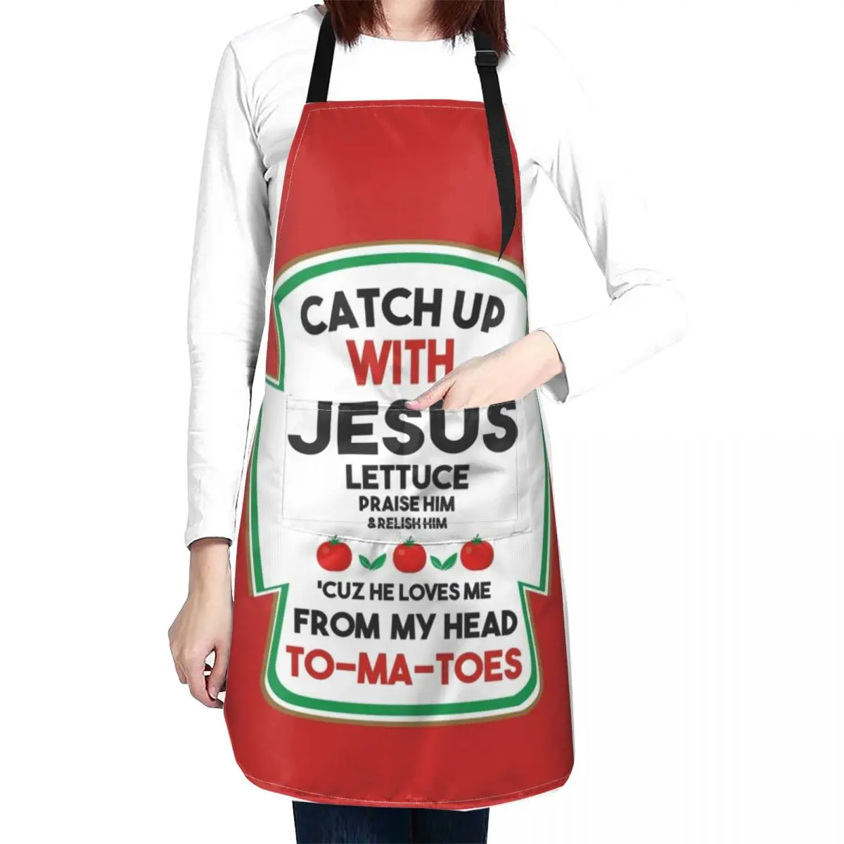 CATCH UP WITH JESUS ( RELIGIOUS AND FUNNY T-SHIRT 2021 ) Merry Xmas Apron Aprons For Man Apron Kitchen useful gadgets for home