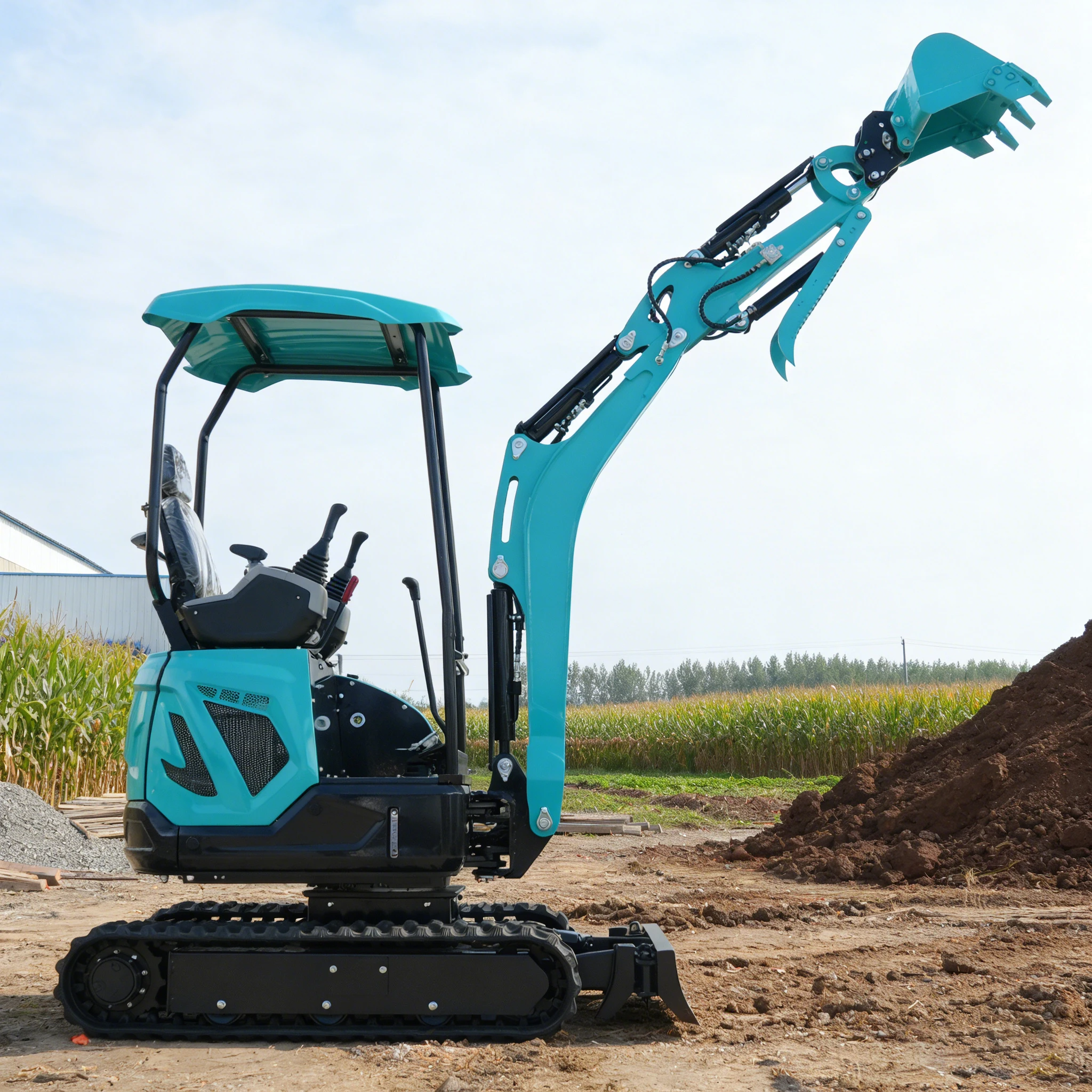 Neuer Diesel-Minibagger Euro 5 CE EPA Motor 1,8 Tonnen 2 Tonnen Gummiketten-Minibagger Kompakter Kleinbagger für Landwirtschaft Anpassbar