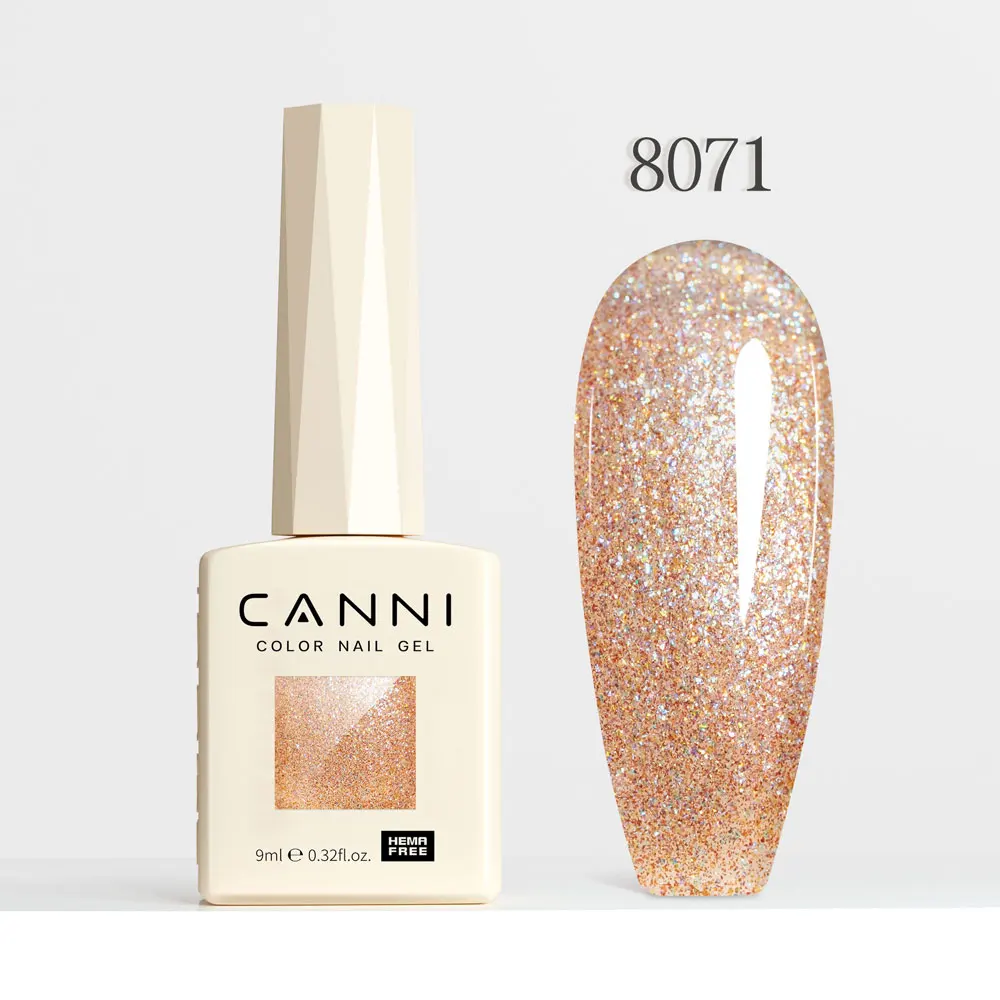 CANNI Super Glossy Glitter Cat Eye Nail Gel Polish - Hema Free Diamond Top Coat, Semi-Permanent UV LED Varnish