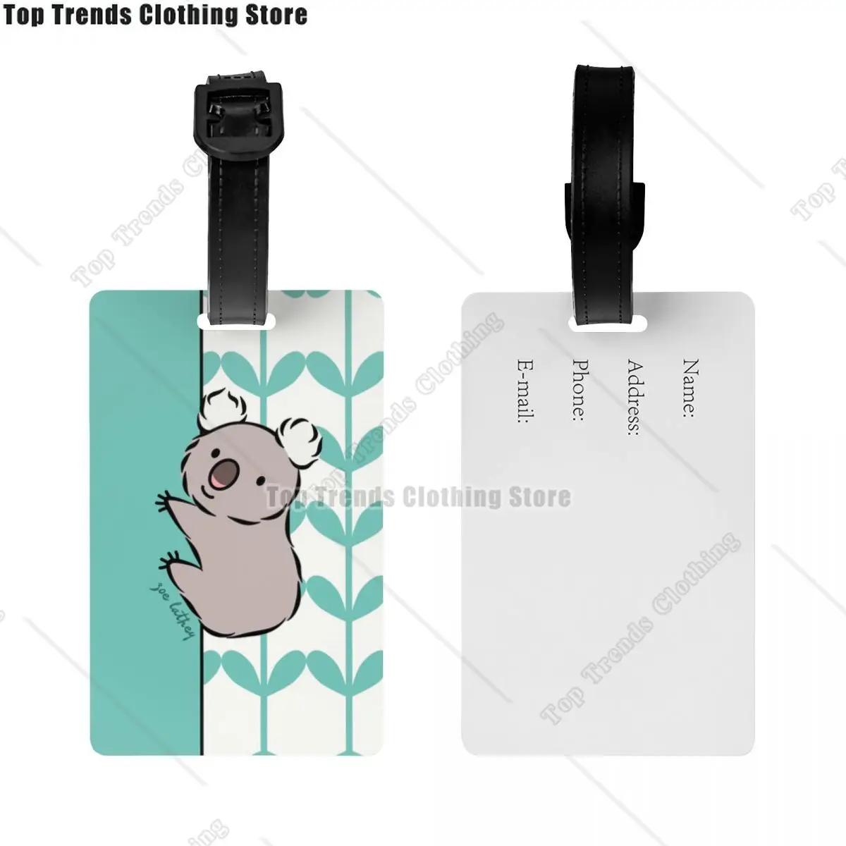 Kawaii Clinging Koala Bear Luggage Tag With Name Card Privacy Cover ID Label for Travel Bag Suitcase