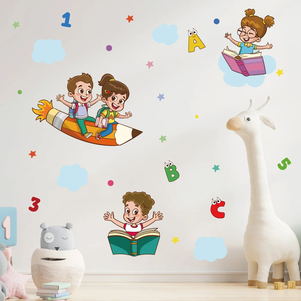 Kids room 3d number wall sticker self adhesive colorful wall art decal kindergarten school decoration