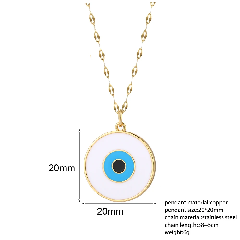 Bohemian Better fly böse Blue Eye Halskette für Frauen Gold Farbe niedlichen Herz Engel lange Edelstahl Kette Anhänger neu in Halsreif – Detail 3