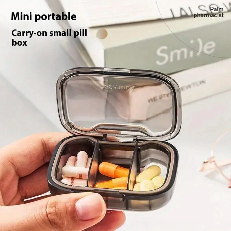 Portable Mini Medicine Pills Box 3 Compartment Drug Storage Box Pills Dispenser Pill Organizer Transparent Small Container