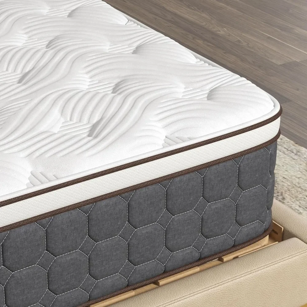 

12 Inch King Mattresses,Hybrid King Size Mattress, King Bed Mattress with Memory Foam and Pocket Spring, Breathable Comfortable